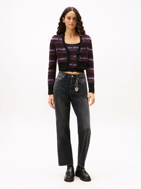 Denim High Rise Black Studded Jeans  Women