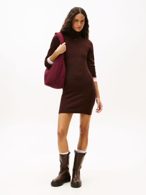 Maro Rochie Pulover Slim Midi Cu Guler Inalt  Femei