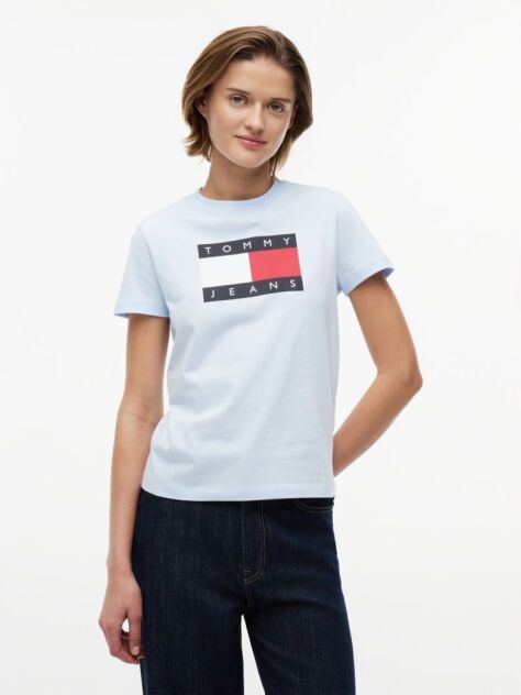 Blue T-Shirt Tonal Cu Steag Tommy  Femei