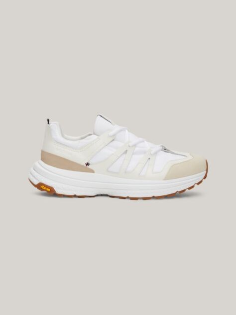 White Mixed Texture Vibram Outsole Trainers  Men