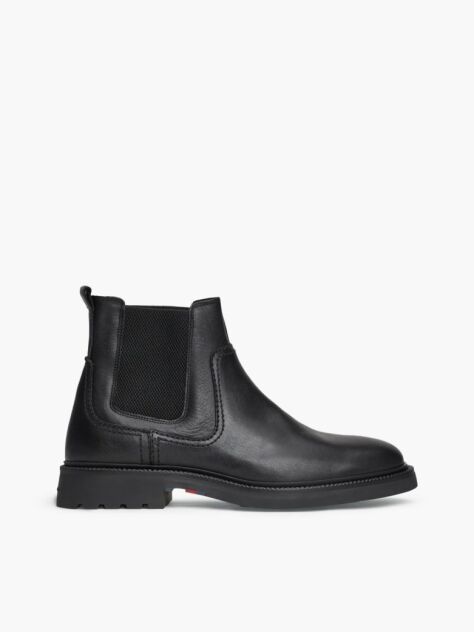 Black Lightweight Leather Chelsea Boots  Men