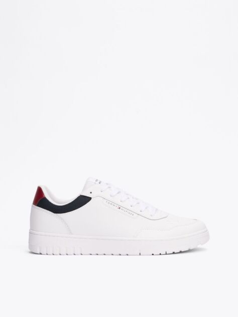 White Mixed Texture Basketball Trainers  Men