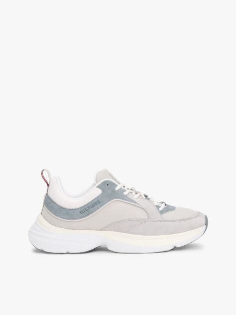 Grey Contrast Texture Modern Runner Trainers  Men