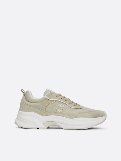 Beige Chunky Runner Suede Trainers  Women