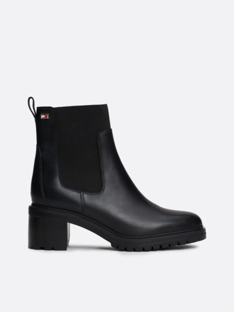 Negru Enamel Flag Leather Cleat Chelsea Boots  Femei
