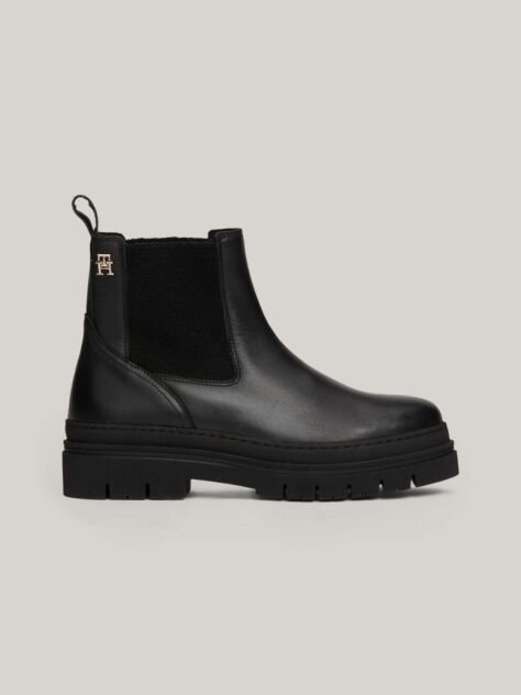 Negru Cizme Chelsea TH Monogram Din Piele  Femei