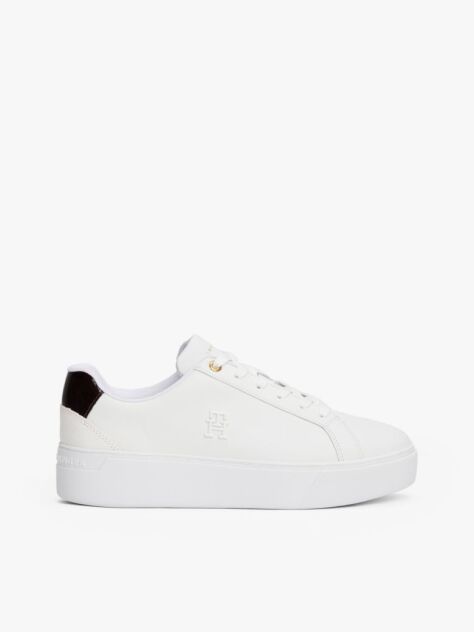 Alb Pantofi Sport Flatform Din Piele  Femei