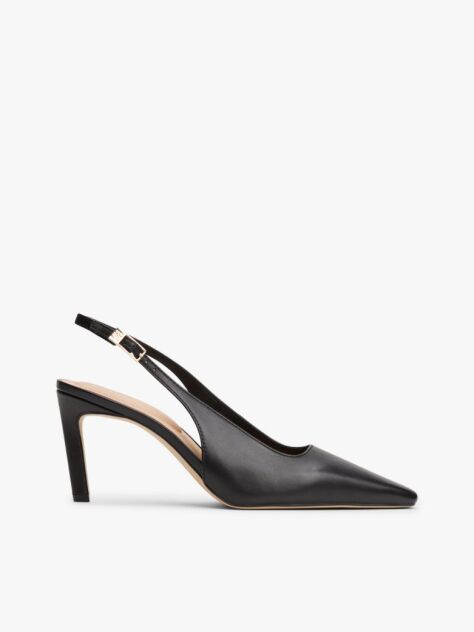 Negru Tocuri Slingback Din Piele Cu Varf Ascutit  Femei