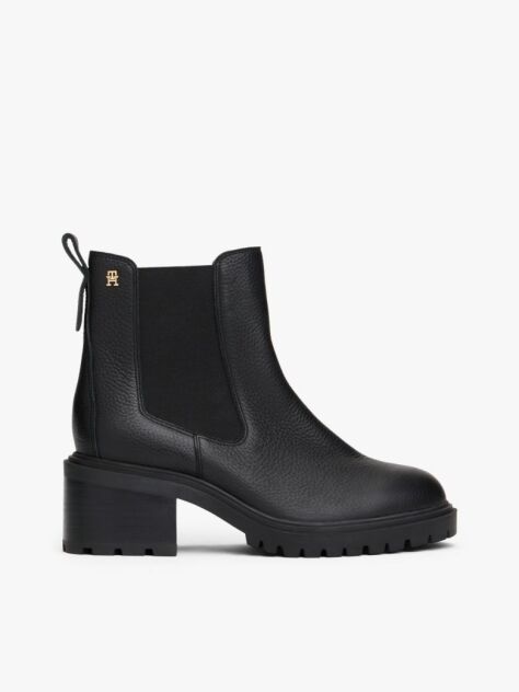 Negru Cizme Chelsea Din Piele Cu Talpa Cleat  Femei