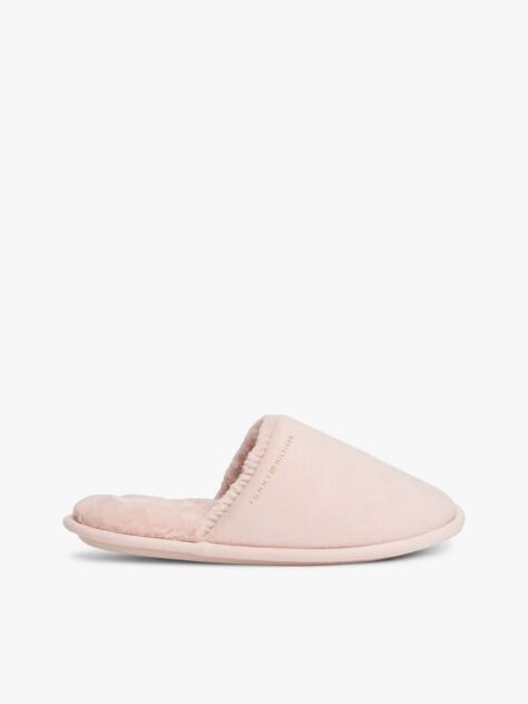 Roz Papuci Din Microsuede Cu Logo  Femei