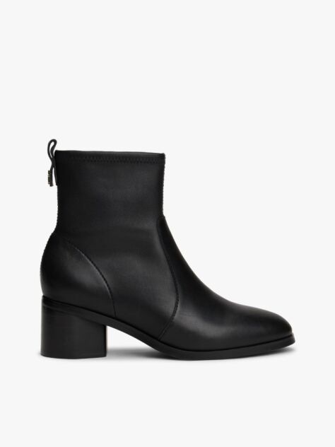 Black Leather TH Monogram Plaque Ankle Boots  Women