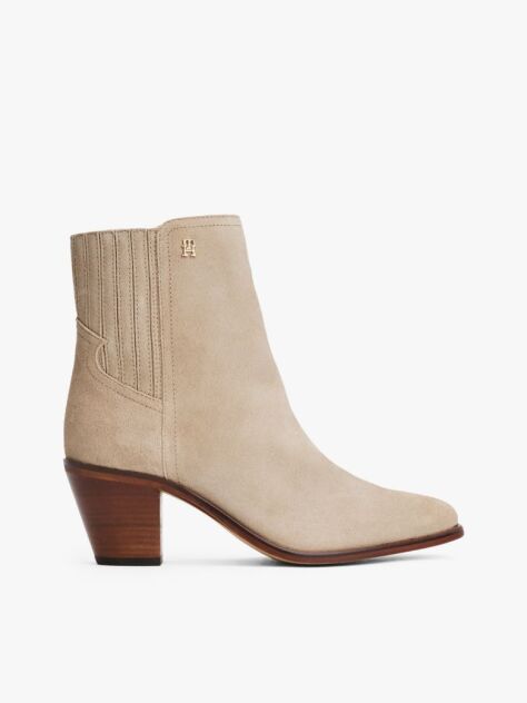 Beige Western Mid Heel Suede Chelsea  Women
