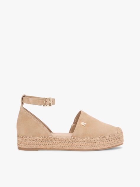 Brown Suede Ankle Strap Platform Espadrilles  Women