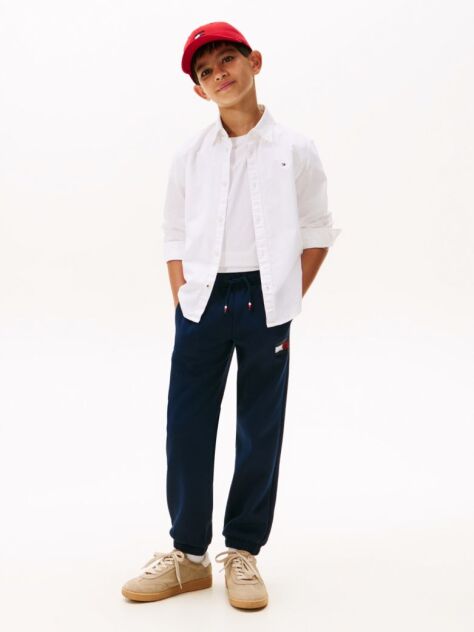 Blue Pantaloni Jogger Regular Cu Emblema Steag Hilfiger  Baieti