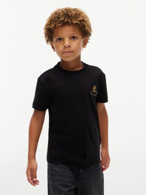 Negru Appliqué T-Shirt Cu Logo  Baieti