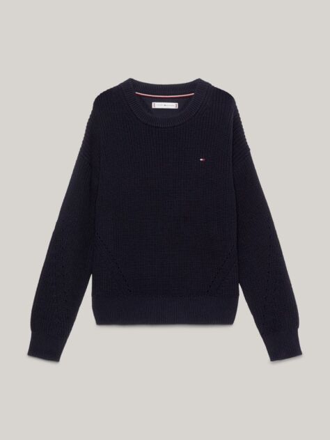 Blue Essential Relaxed Waffle Knit Jumper  Girls