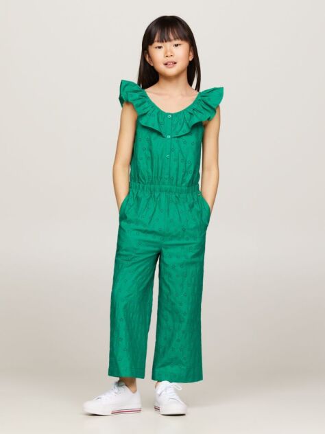 Green TH Monogram Broderie Anglaise Jumpsuit  Girls