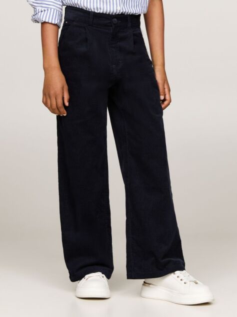 Blue Pantaloni Chino Largi Din Velur  Fete