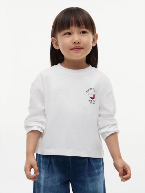 White Heart Logo Slim Long Sleeve T-Shirt  Girls