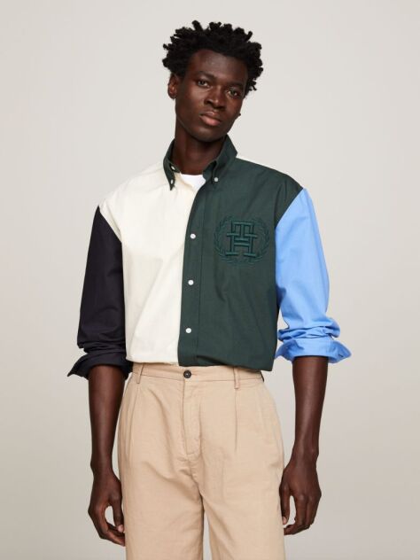 Multi Colour-Blocked Archive Crest Logo Regular Shirt  Men