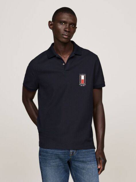 Blue Regular Vertical Flag Polo Shirt  Barbati