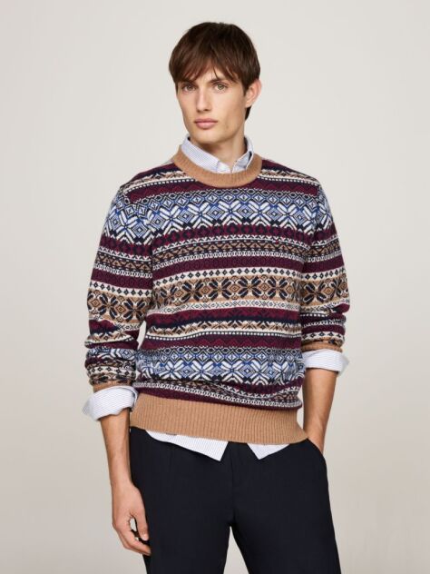 Multi Fair Isle Wool Rich Jumper  Men