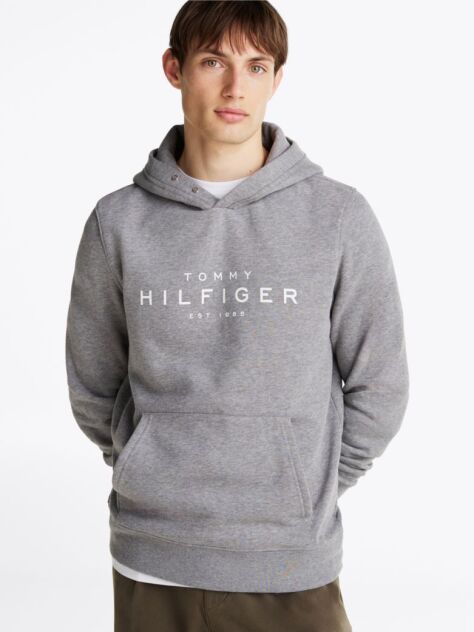 Grey Snap-Button Logo Hoody  Men