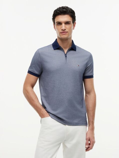 Multi Performance Polo Oxford Cu Croiala Regular Si Fermoar Quarter-Zip  Barbati