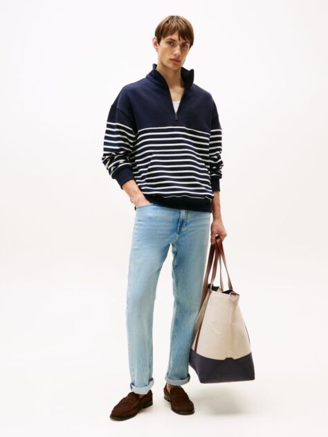 Blue Faded Regular Straight Leg Jeans  Men