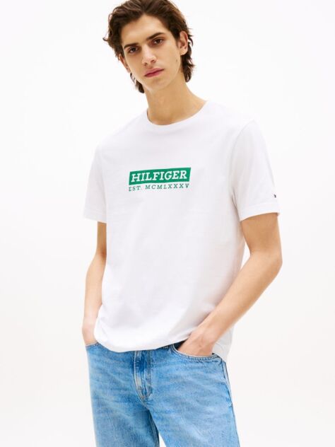 Alb Tricou Cu Imprimeu Grafic Si Logo  Barbati