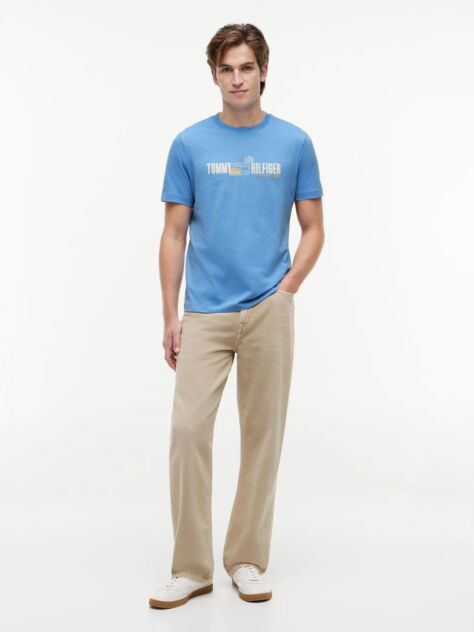 Blue T-Shirt Din Jerseu Cu Logo Graphic  Barbati