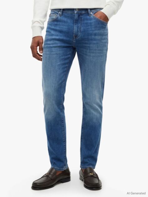 Blue Bleecker Whiskered Faded Slim Jeans  Men