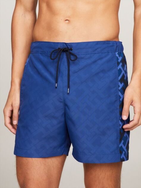 Blue TH Monogram Reveal Mid Length Swim Shorts  Men