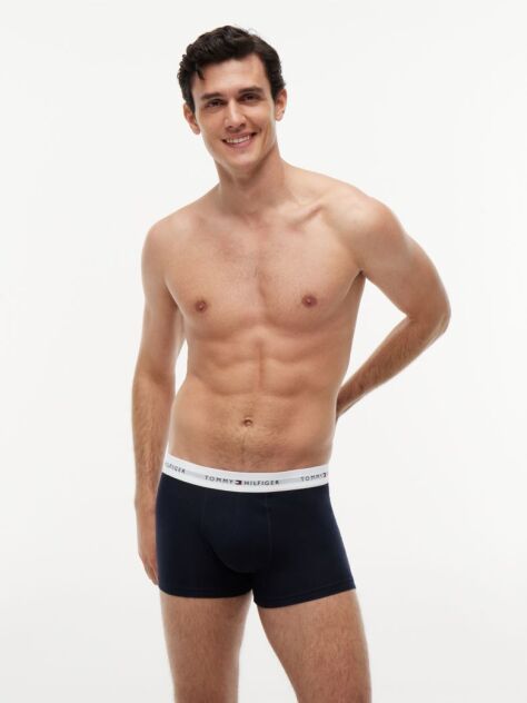 Blue 3-Pack Signature Repeat Logo Waistband Trunks  Men