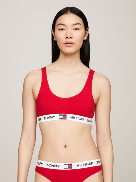 Red Tommy 85 Stretch Cotton Logo Bralette  Women