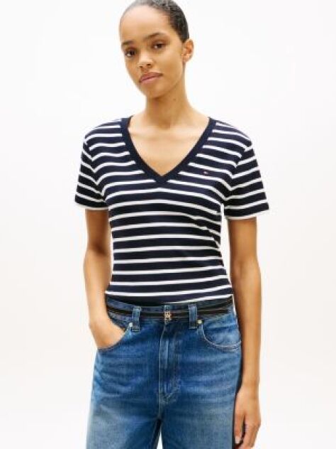 Multi Tricou Slim Fit Tricotat Cu Guler In V  Femei