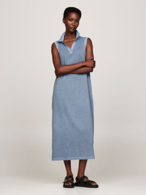 Blue V-Neck Sleeveless Polo Dress  Women