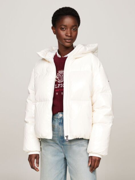 White Glossy Water Repellent Down Jacket  Women