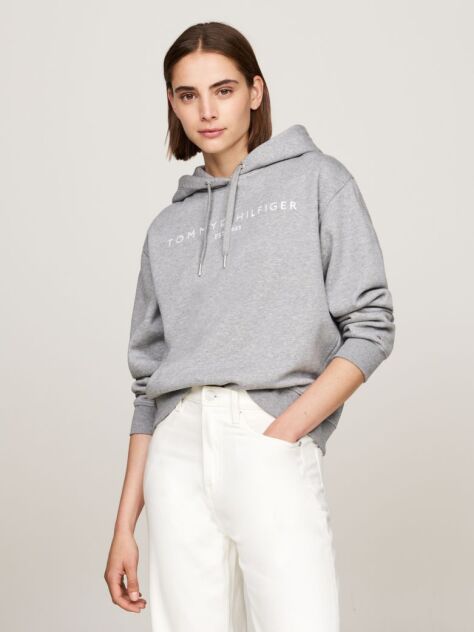 Grey Logo Embroidery Hoody  Women
