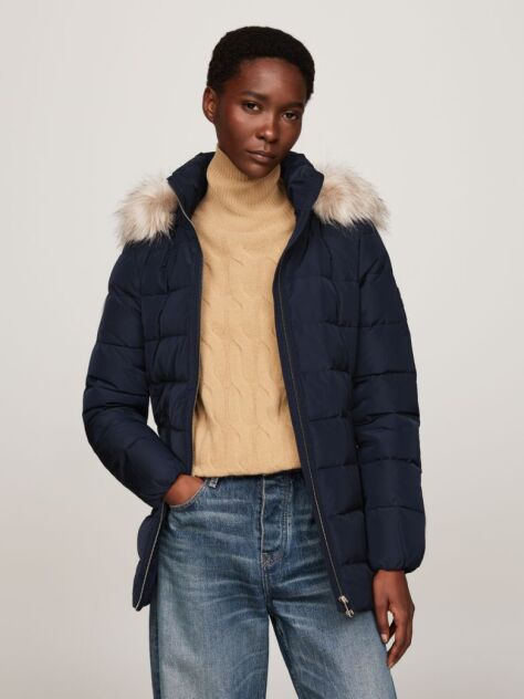 Multi Faux Fur Hooded Down Jacket  Women