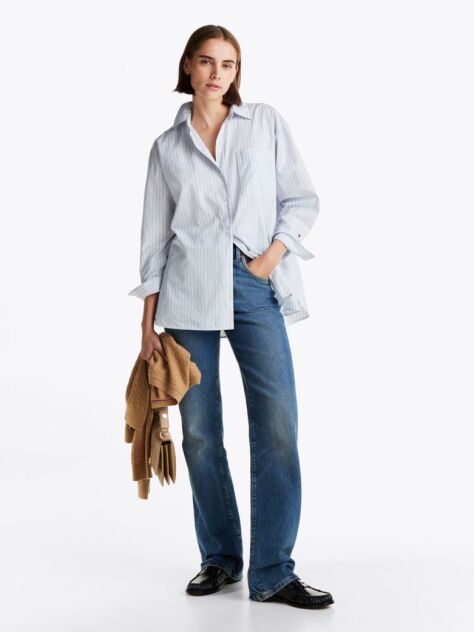 Blue High Rise Relaxed Bootcut Jeans  Women