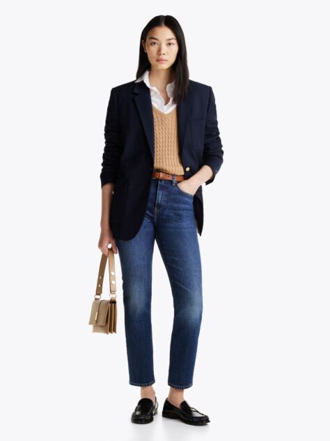 Blue Faded High Rise Slim Ankle Jeans  Women