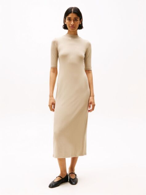 Bej Rochie Slim Midi Bodycon  Femei