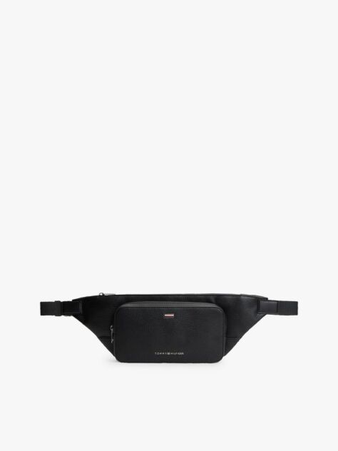 Black Pebble Grain Bum Bag  Men