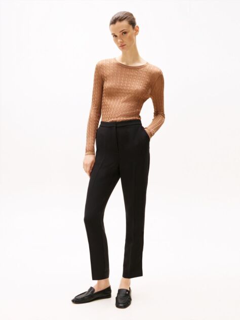 Black Crepe Slim Fit Pull-On Trousers  Women