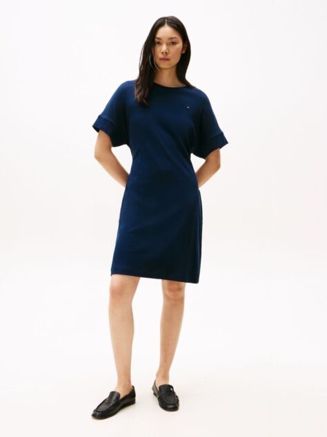 Blue Mini Rochie Cu Maneca Scurta Si Curea  Femei