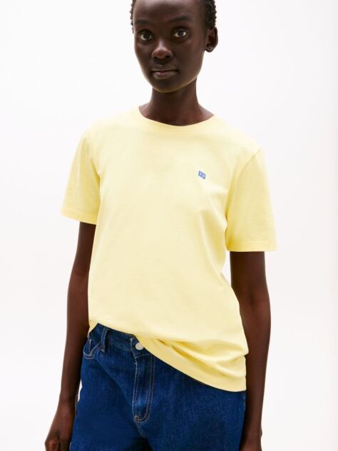 Galben Tricou Cu Steag Contrastant  Femei