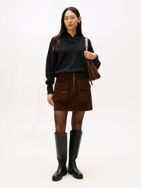Brown Cargo Pocket Corduroy Mini Skirt  Women
