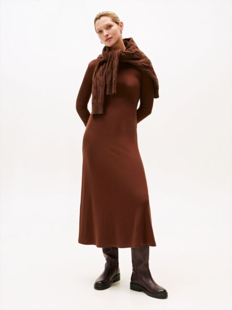 Maro Rochie Midi Fit And Flare Cu Dungi Tricotate  Femei