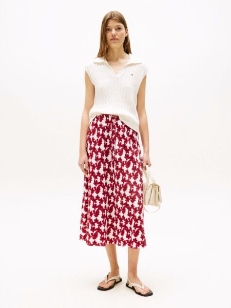 Multi Textured Drawstring Straight Midi Skirt  Women